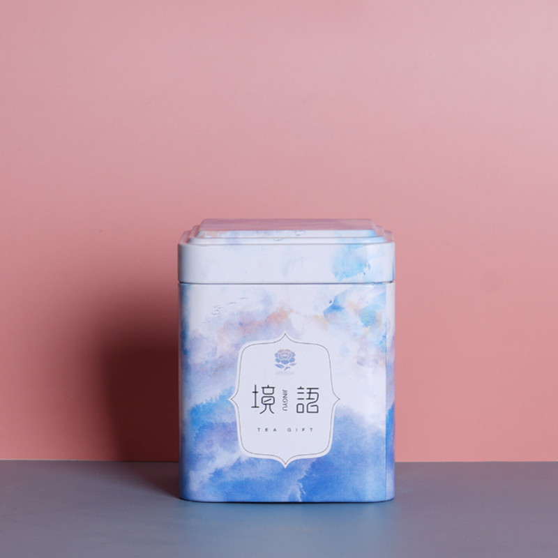 Tējas aizzīmogotā kaste virtuves uzglabāšanas trauks, skārds, kvadrātveida konfekšu kārba, dzelzs kārba, vintage tējas kaste