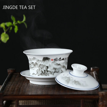 Jingdezhen Ceramics Gaiwan Home Handmade Tea Tureen Boutique με κάλυμμα Αξεσουάρ Τελετής Τσαγιού Φλιτζάνι Τσαγιού Προσωπικό φλιτζάνι τσαγιού