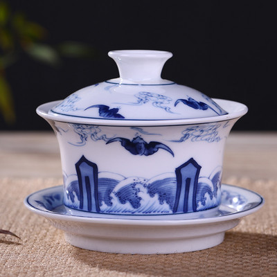Jingdezhen Ceramics Gaiwan Mājas rokām gatavota tēja Tureen Boutique ar vāku tējas tasei Tējas ceremonijas piederumi Personīgā tējas tase