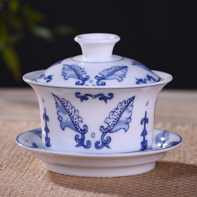 Jingdezhen Ceramics Gaiwan Mājas rokām gatavota tēja Tureen Boutique ar vāku tējas tasei Tējas ceremonijas piederumi Personīgā tējas tase