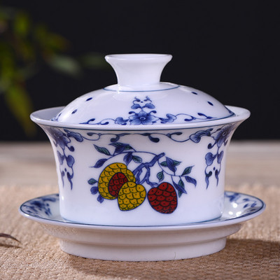Jingdezhen Ceramics Gaiwan Mājas rokām gatavota tēja Tureen Boutique ar vāku tējas tasei Tējas ceremonijas piederumi Personīgā tējas tase