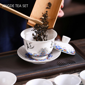 Бутиков керамичен набор от чаши за чай Gaiwan Китайски ръчно изработен супник за чай Домакинска лична купа за чай Порцеланов сервиз за чай Аксесоари