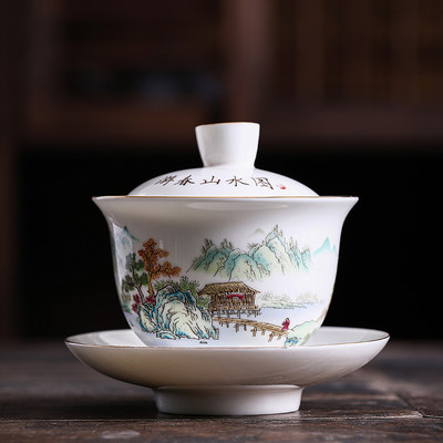 Boutique Ceramic Gaiwan teáscsésze készlet kínai kézzel készített tea tureen háztartási személyes teástál porcelán teáskészlet tartozékok