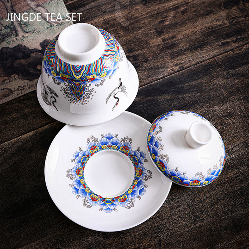 Boutique Ceramic Gaiwan teáscsésze készlet kínai kézzel készített tea tureen háztartási személyes teástál porcelán teáskészlet tartozékok