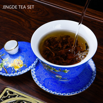 Изящна керамика Емайл Цвят Gaiwan Традиция Ръчно изработена купа за чай Домакински с капак Чаша Чаша Чайник Персонализиран сервиз за чай Подаръци