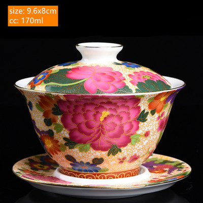 Csodálatos kerámia zománc színű Gaiwan hagyomány, kézzel készített teástál háztartás fedővel teáscsésze teafőző személyre szabott teáskészlet ajándékok