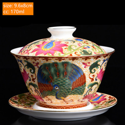Csodálatos kerámia zománc színű Gaiwan hagyomány, kézzel készített teástál háztartás fedővel teáscsésze teafőző személyre szabott teáskészlet ajándékok