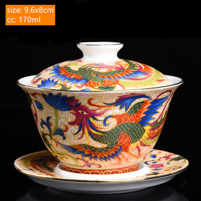 Csodálatos kerámia zománc színű Gaiwan hagyomány, kézzel készített teástál háztartás fedővel teáscsésze teafőző személyre szabott teáskészlet ajándékok