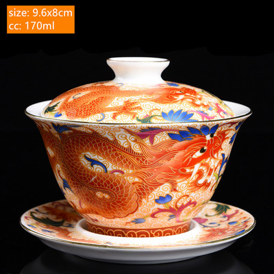 Csodálatos kerámia zománc színű Gaiwan hagyomány, kézzel készített teástál háztartás fedővel teáscsésze teafőző személyre szabott teáskészlet ajándékok