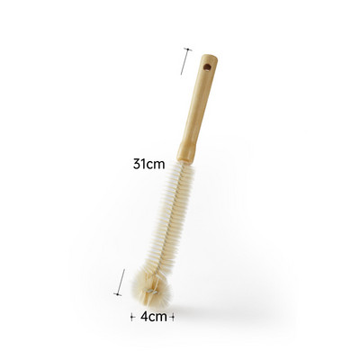 Pagarināta koka roktura krūzīšu suka, bērnu pudeļu suku komplekts, neilona virtuves stikla izolācijas krūzes tīrīšanas birste ar garu rokturi