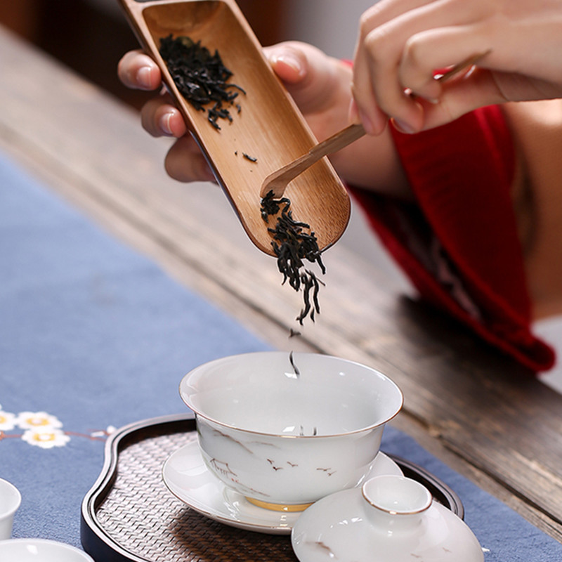 Ķīniešu baltā porcelāna Gaiwan ceļojumu tējas trauks, ar rokām apgleznotas ainavas raksts, keramikas tējas tase mājas tējas trauki, dzērieni, 170 ml