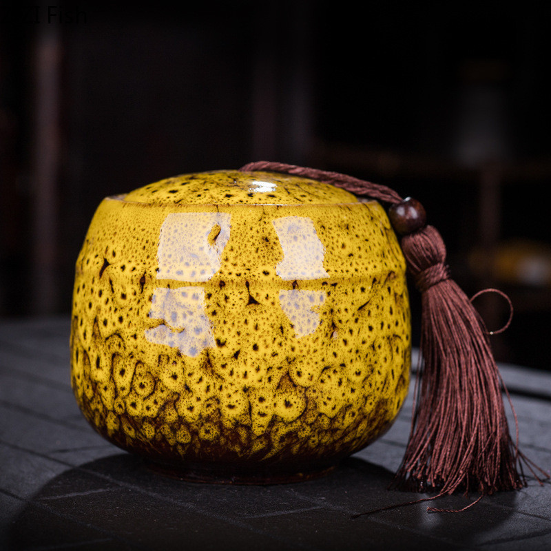 Värvitud teekanister tutiga suletud kaanega keraamiline säilituspurk portselanist kohvianum Lauakaunistus Teepurgid kommikannud