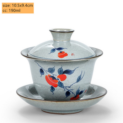 Retro zilā un baltā porcelāna Gaiwan keramika ar vāku tējas krūzes tējas trauks mājsaimniecības rokām gatavots tējas automāts pārnēsājams tējas trauks 190 ml