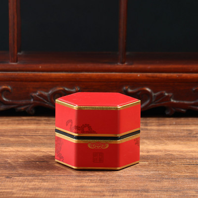 Kuusnurkne suletud teepurk plekk-teekoristaja Perekonna tee säilituskonteiner Kohvi, tee ja suhkru hoiunõud