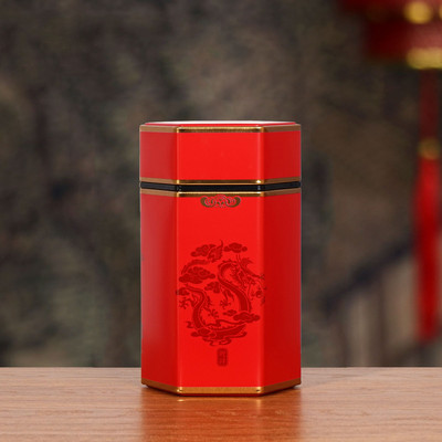 Kuusnurkne suletud teepurk plekk-teekoristaja Perekonna tee säilituskonteiner Kohvi, tee ja suhkru hoiunõud