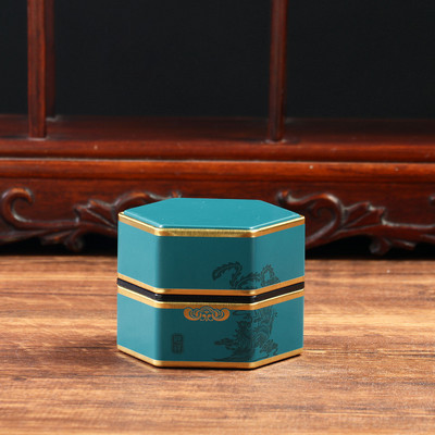 Kuusnurkne suletud teepurk plekk-teekoristaja Perekonna tee säilituskonteiner Kohvi, tee ja suhkru hoiunõud