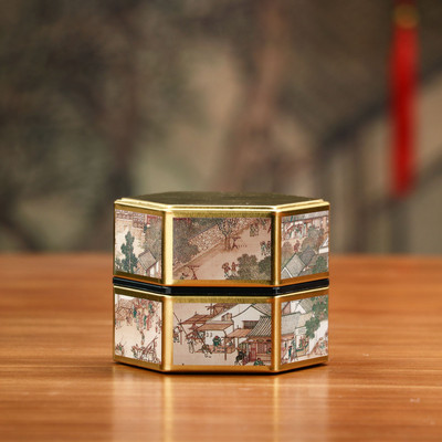 Kuusnurkne suletud teepurk plekk-teekoristaja Perekonna tee säilituskonteiner Kohvi, tee ja suhkru hoiunõud