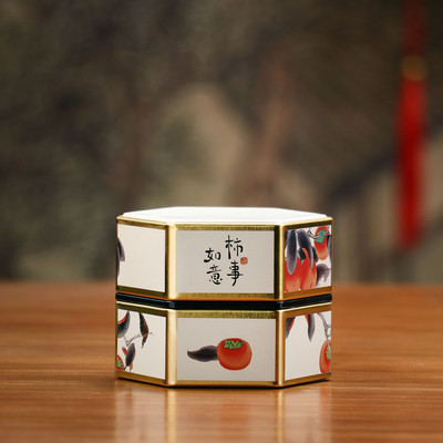 Kuusnurkne suletud teepurk plekk-teekoristaja Perekonna tee säilituskonteiner Kohvi, tee ja suhkru hoiunõud