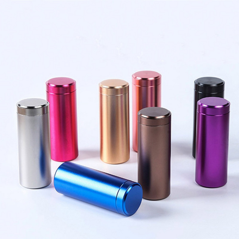 Hordozható tárolótartály Többszínű utazó mini teásüveg Caddy alumínium többcélú dobozok Lezárt tealevél tároló ajándék tok