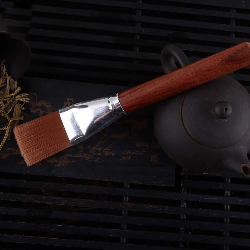 Ķīniešu stila tējas tīrīšanas birste Masīvkoka rokturis Tējas ceremonijas piederumi Tīrīšanas rīks Neilona galviņa tējas mākslas birste ZC373