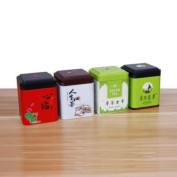 Κουτί αποθήκευσης Mini Tin Σφραγισμένο Tea Caddy Μικρό τετράγωνο βάζο καφέ Φύλλα τσαγιού Δοχεία Μικρά κουτιά από λευκοσίδηρο Μπαχαρικά κουτιά αποθήκευσης