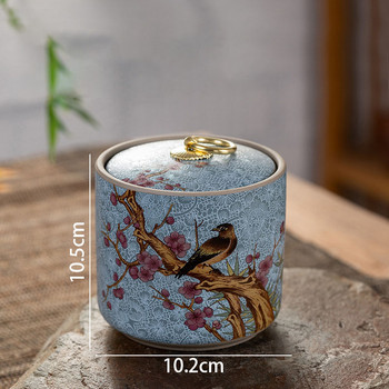 Емайлиран керамичен буркан за съхранение с капак Творчески ръчно рисуван декоративен печат Кутия за чай Модерна всекидневна Настолни буркани за бонбони
