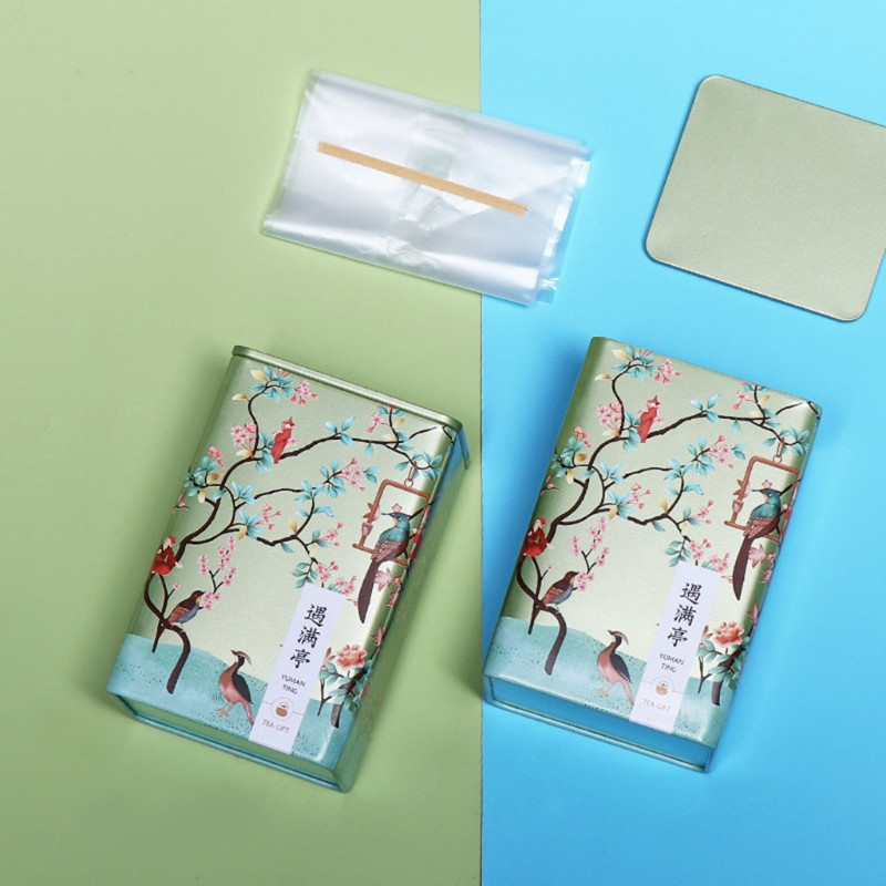 Kvadrātveida plūmju tējas kastīte Tējas trauks Uzkodu uzglabāšanas kastīte Metāla konfekšu kārbas Vintage virtuves hermētiski noslēgta kārba Ķīniešu stila tējas kaste