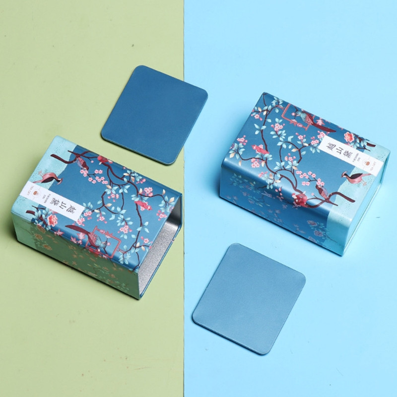 Kvadrātveida plūmju tējas kastīte Tējas trauks Uzkodu uzglabāšanas kastīte Metāla konfekšu kārbas Vintage virtuves hermētiski noslēgta kārba Ķīniešu stila tējas kaste