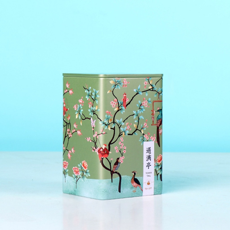 Kvadrātveida plūmju tējas kastīte Tējas trauks Uzkodu uzglabāšanas kastīte Metāla konfekšu kārbas Vintage virtuves hermētiski noslēgta kārba Ķīniešu stila tējas kaste