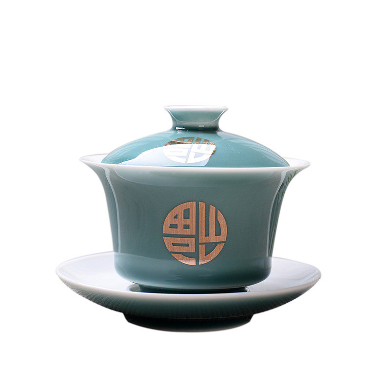 Advanced Obsidian Tea Tureen 150ml Kung Fu tējas bļoda porcelāna Gaiwan ar rokām apgleznota Shen Puer Chawanmushi bļoda ar vāku Gai Wan