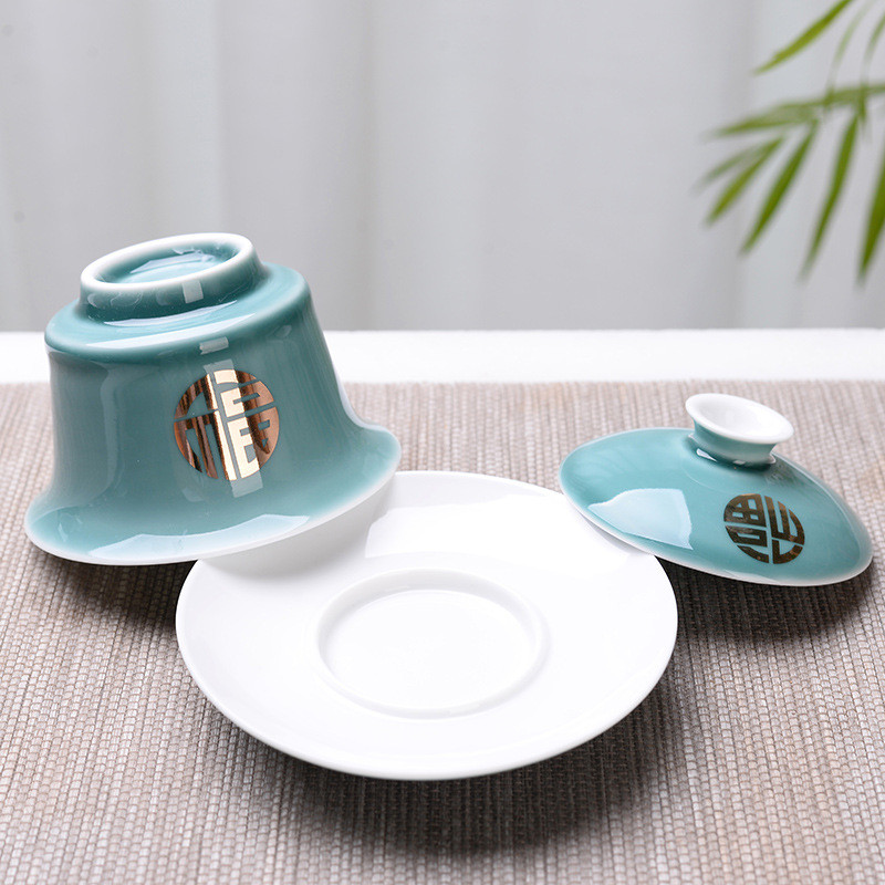 Advanced Obsidian Tea Tureen 150ml Kung Fu tējas bļoda porcelāna Gaiwan ar rokām apgleznota Shen Puer Chawanmushi bļoda ar vāku Gai Wan