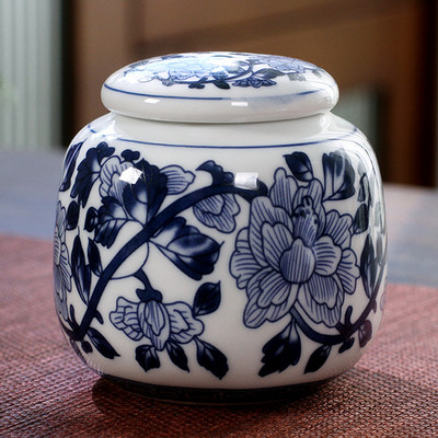 Kiniškos mėlynos ir baltos porceliano keramikos arbatos Caddy Tieguanyin sandarūs indai Kelioniniai arbatos maišeliai laikymo dėžutė, kavos kanistras