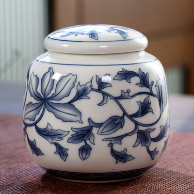 Kiniškos mėlynos ir baltos porceliano keramikos arbatos Caddy Tieguanyin sandarūs indai Kelioniniai arbatos maišeliai laikymo dėžutė, kavos kanistras