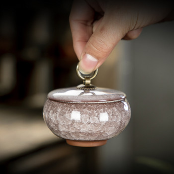Creative Crack Ceramic Mini Tea Caddy Домакински преносим буркан за съхранение с капак Кутия за съхранение на козметични бижута Подарък Декорация на дома