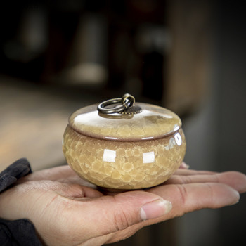 Creative Crack Ceramic Mini Tea Caddy Домакински преносим буркан за съхранение с капак Кутия за съхранение на козметични бижута Подарък Декорация на дома