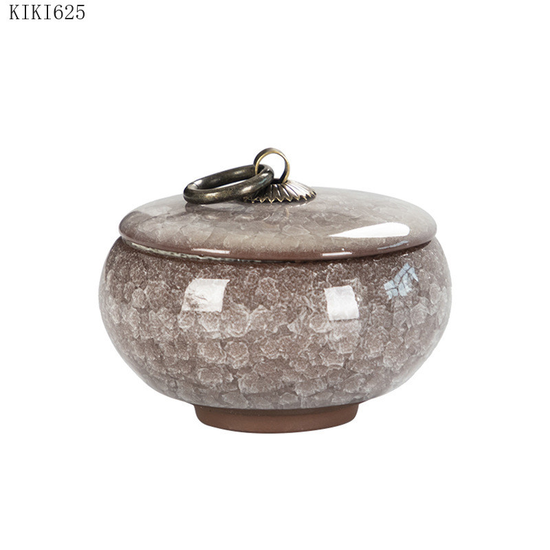 Kreatív Crack Kerámia Mini Tea Caddy Háztartási hordozható tárolóedény fedővel Kozmetikai ékszertároló doboz, ajándék otthoni dekoráció