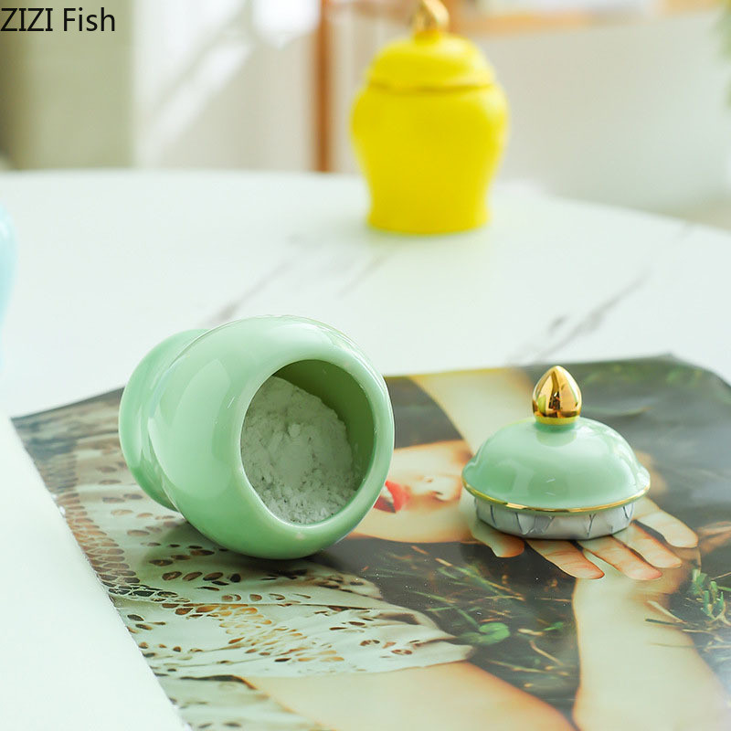 Επιχρυσωμένο δοχείο τσαγιού Σφραγισμένο κεραμικό γενικό βάζο Βάζο αποθήκευσης με καπάκι Γραφείο πορσελάνης Διακόσμηση Κουτιά τσαγιού Ζαχαροπλαστεία Τσαγιού Caddy