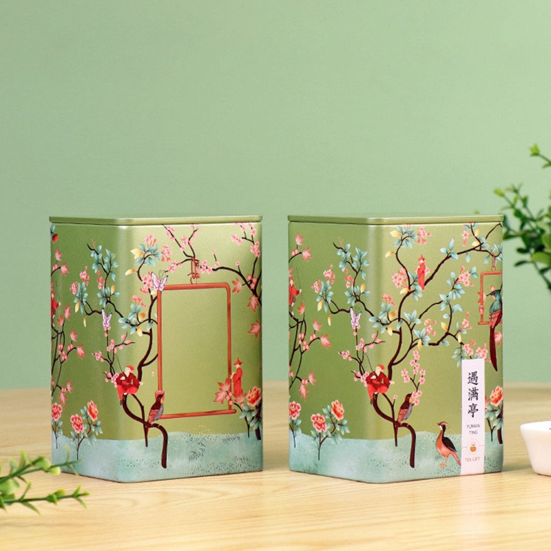 Ķīniešu stila tējas kārba Mitrumizturīgs dzelzs trauks Vintage virtuves uzglabāšanas kaste Cukura turētāja kannas Cepumu burka