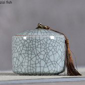 Radošs krekinga keramikas tējas kastīte ar vāku Porcelāna aizzīmogots Candy Caddy pārnēsājamas tējas kastītes galddatora dekors Mājas dekors Jauns