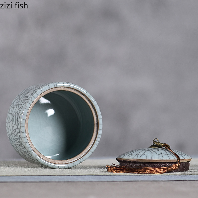 Radošs krekinga keramikas tējas kastīte ar vāku Porcelāna aizzīmogots Candy Caddy pārnēsājamas tējas kastītes galddatora dekors Mājas dekors Jauns