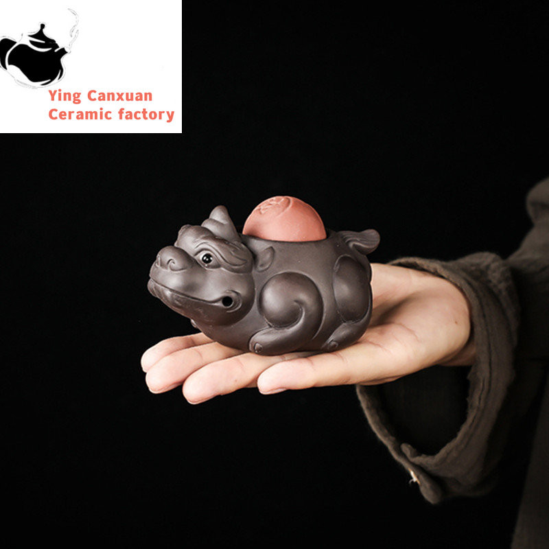 Boutique Zisha Lucky Tea Mājdzīvnieku rotājums Creative Pixiu Can Raise Tea Art Dekorācija Roku darbs tējas servīzes piederumi Mājas rakstāmgalda dekors