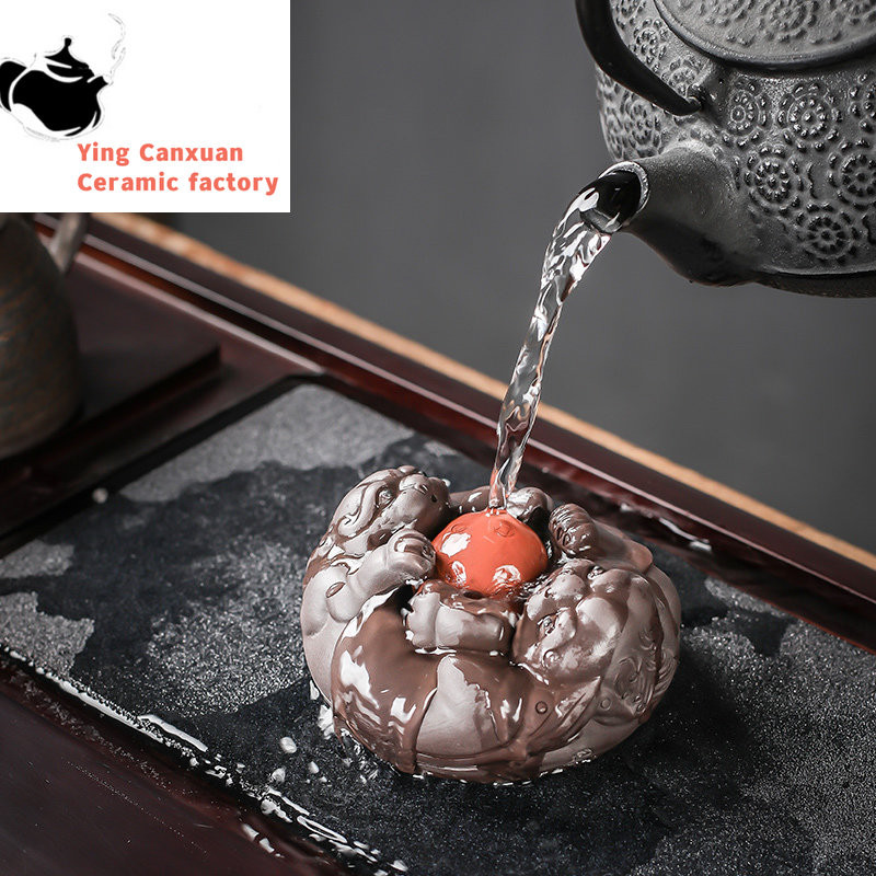 Boutique Zisha Lucky Tea Mājdzīvnieku rotājums Creative Pixiu Can Raise Tea Art Dekorācija Roku darbs tējas servīzes piederumi Mājas rakstāmgalda dekors