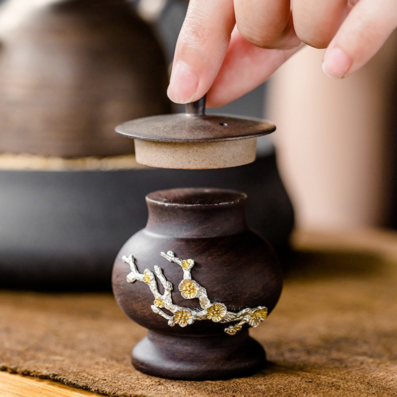 Melnkoka koka tējas kannas vāka turētājs tējkannas vāka organizators tējkannas vāka statīvs kafijas tējas rīks japāņu tējkannas tējas istabai