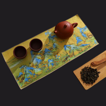Китайски рисувана дебела кърпа за чай Супер абсорбираща висок клас аксесоари за сервиз за чай Подложки за маса Професионална салфетка RagTea 18x40cm
