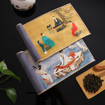1бр Китайски рисувана дебела чаена кърпа Супер абсорбираща чаена кърпа от висок клас Аксесоари Подложки за маса Домакинска професионална салфетка Ragtea