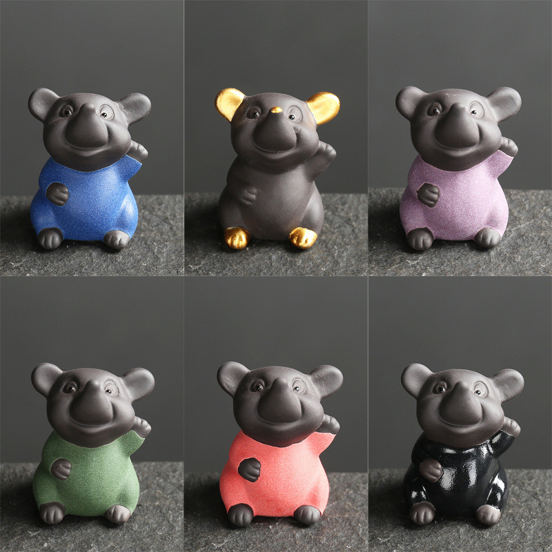 Jauka Žurka Purpura Māla Rokdarbi Zodiaka Pele Tēja Mājdzīvnieki Keramikas Tēja Mākslas Rotājumi Ķīniešu Kung Fu tēja Mājas Dekors Tējas Aksesuāri