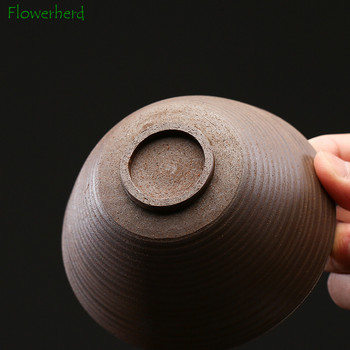 Груба керамика Gaiwan Голяма ръчно грабваща се тенджера Ръчно изработена Gaiwan керамика Неглазирана Gaiwan Kung Fu Чаен комплект Китайски супник Чайник