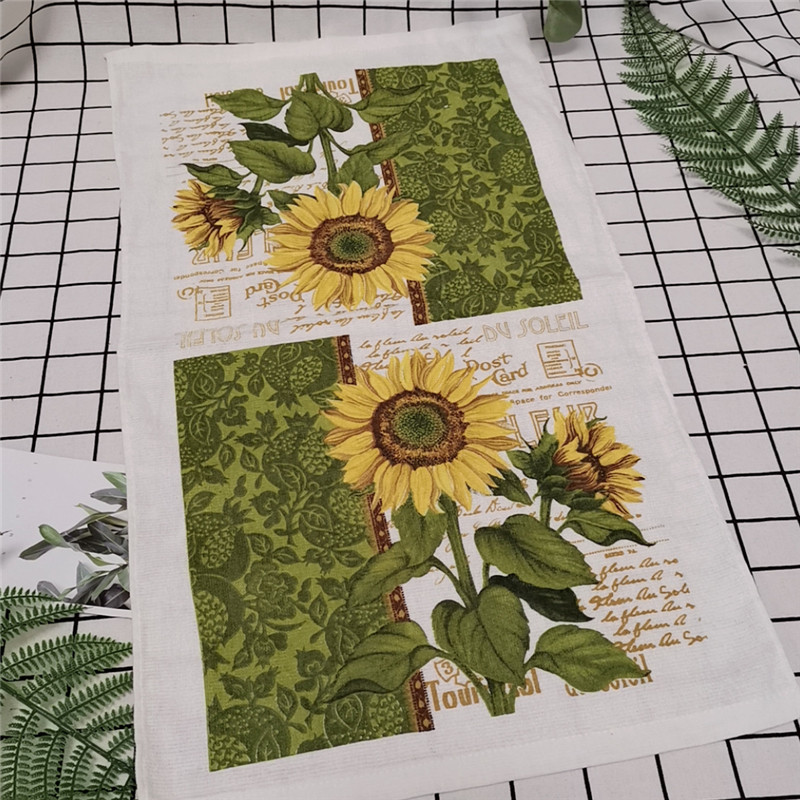 1vnt 38x63cm Spalvinga gėlėmis marginta medvilninė arbatos rankšluostis virtuvės šluostė vandeniui sugerianti buitinė valymo šluostė