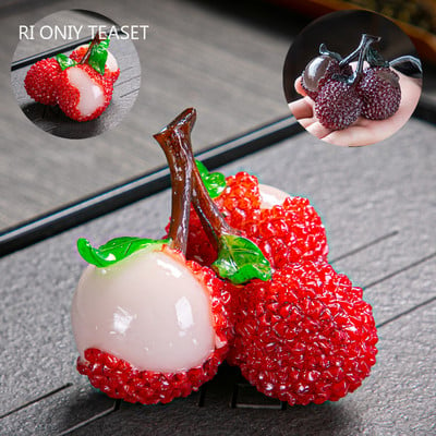 Fructe creativ Lychee Model Rășină Schimbarea Culorii Ceai Pet Lucky Ceai Figurină Ornamente Pot Ridica Set de Ceai Accesorii de Decorare