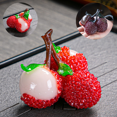 Creative Fruit Lichee Model Sveķu Krāsas Mainīga Tēja Pet Lucky Tea Figūriņas Ornamenti Var Paaugstināt Tējas Komplekta Dekorācijas Aksesuāri